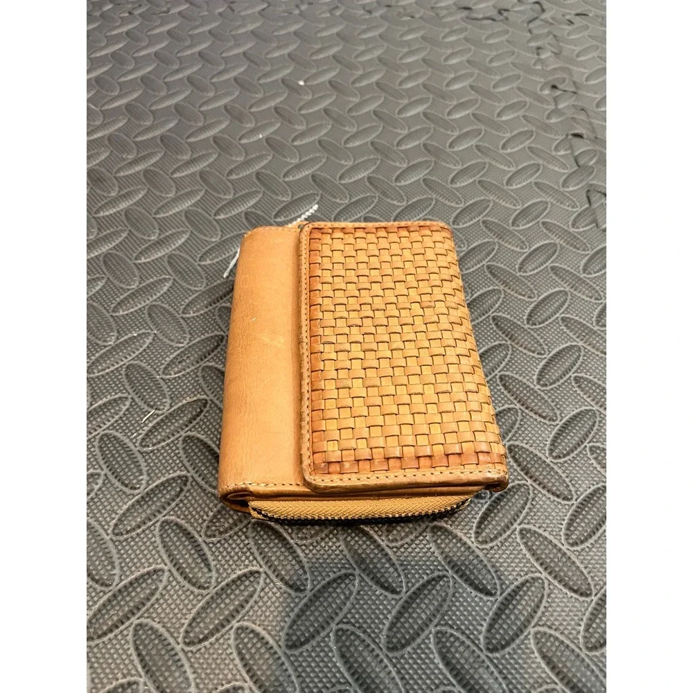 Harbour 2nd Wallet Womens OS Tan Leather Woven Zip Bifold Anchor Logo
